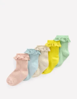 Socks & Tights-Boden Baby Frilly Socks 5 Pack- Multi