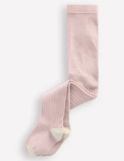 Socks & Tights-Boden Baby Ribbed Tights- Pink