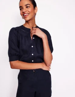 Tops & Blouses-Boden Bea Linen Top- Navy
