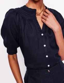 Tops & Blouses-Boden Bea Linen Top- Navy