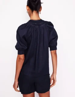 Tops & Blouses-Boden Bea Linen Top- Navy