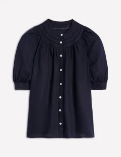 Tops & Blouses-Boden Bea Linen Top- Navy