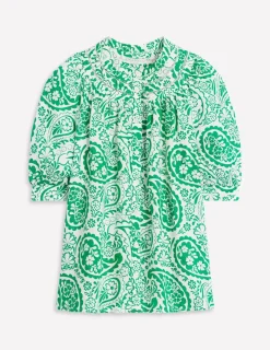 Tops & Blouses-Boden Bea Linen Top-Rich Emerald, Meadow Paisley RichEmerald,MeadowPaisley