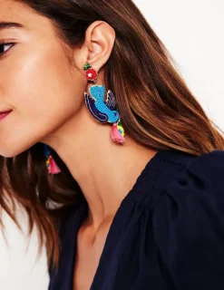 Jewelry-Boden Beady Motif Earrings- Bird
