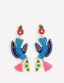 Jewelry-Boden Beady Motif Earrings- Bird