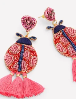 Jewelry-Boden Beady Motif Earrings- Ladybird
