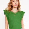 Nightwear & Lougewear | T-Shirts & Tanks-Boden Belle Broderie Sleeve Top-Paradise Green ParadiseGreen
