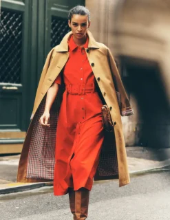 Dresses & Jumpsuits | Midi-Boden Belted Ponte Shirt Dress-Poppy Red PoppyRed
