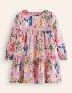 Dresses-Boden Betsy Tiered Twirly Dress-Vintage Pink Enchanted Forest VintagePinkEnchantedForest