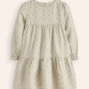 Dresses-Boden Betsy Tiered Twirly Dress-Oatmeal/Gold Spot Oatmeal/GoldSpot