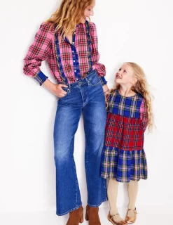 Dresses-Boden Betsy Tiered Twirly Dress-Tartan Hotchpotch TartanHotchpotch