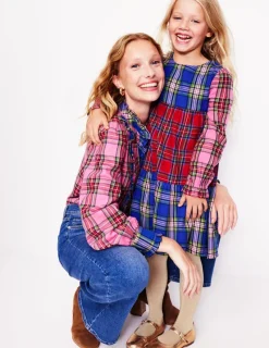 Dresses-Boden Betsy Tiered Twirly Dress-Tartan Hotchpotch TartanHotchpotch