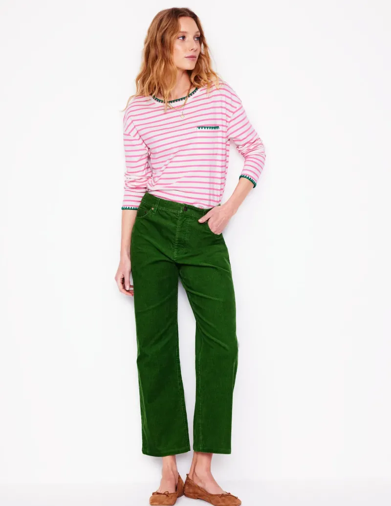 T-Shirts & Tanks | Tops & Blouses-Boden Blanket Stitch Boxy Top-Ivory, Pink Rose Ivory,PinkRose