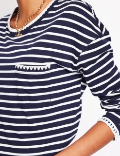 T-Shirts & Tanks | Tops & Blouses-Boden Blanket Stitch Boxy Top-Navy, Ivory Navy,Ivory