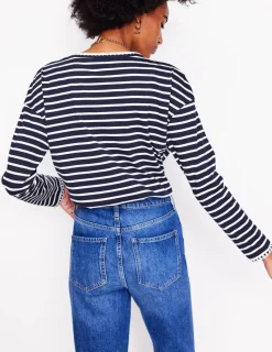 T-Shirts & Tanks | Tops & Blouses-Boden Blanket Stitch Boxy Top-Navy, Ivory Navy,Ivory