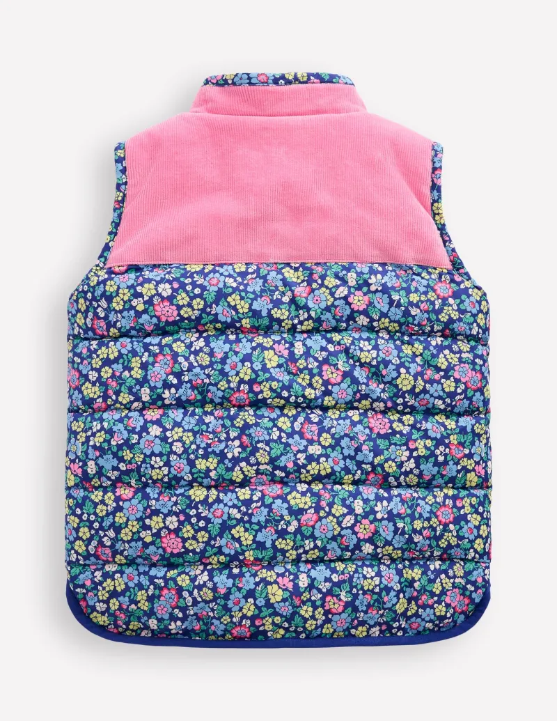 Coats & Jackets-Boden Borg Mix Collared Gilet-Sapphire Blue Nautical Floral SapphireBlueNauticalFloral