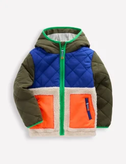 Coats & Jackets-Boden Borg Mix Jacket-Khaki Colourblock KhakiColourblock