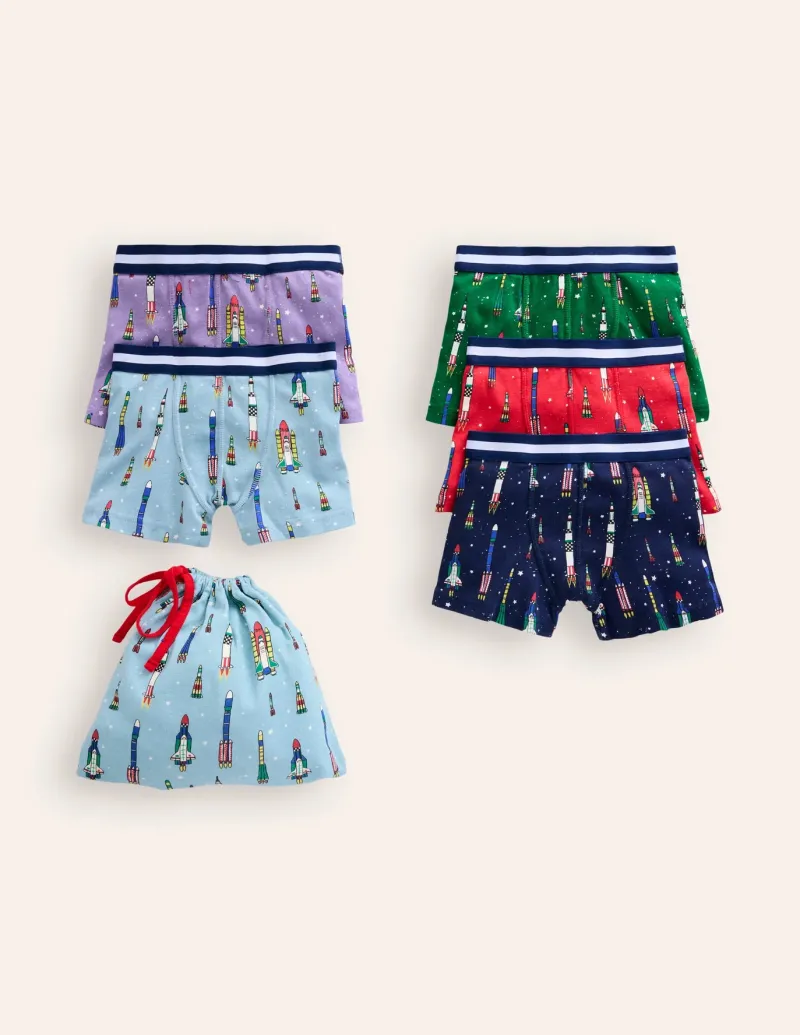Socks & Underwear-Boden Boxers 5 Pack-Multi Rockets MultiRockets