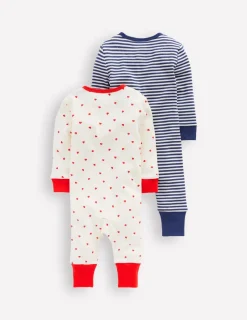 Playsuits & Rompers-Boden Boys Twin Pack Rompers-Starboard Blue Stripe StarboardBlueStripe