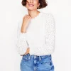 T-Shirts & Tanks | Tops & Blouses-Boden Broderie Sleeve Frill Neck Top- White