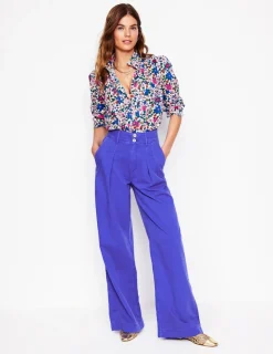 Pants-Boden Brompton Wide Leg Trousers-Bright Blue BrightBlue