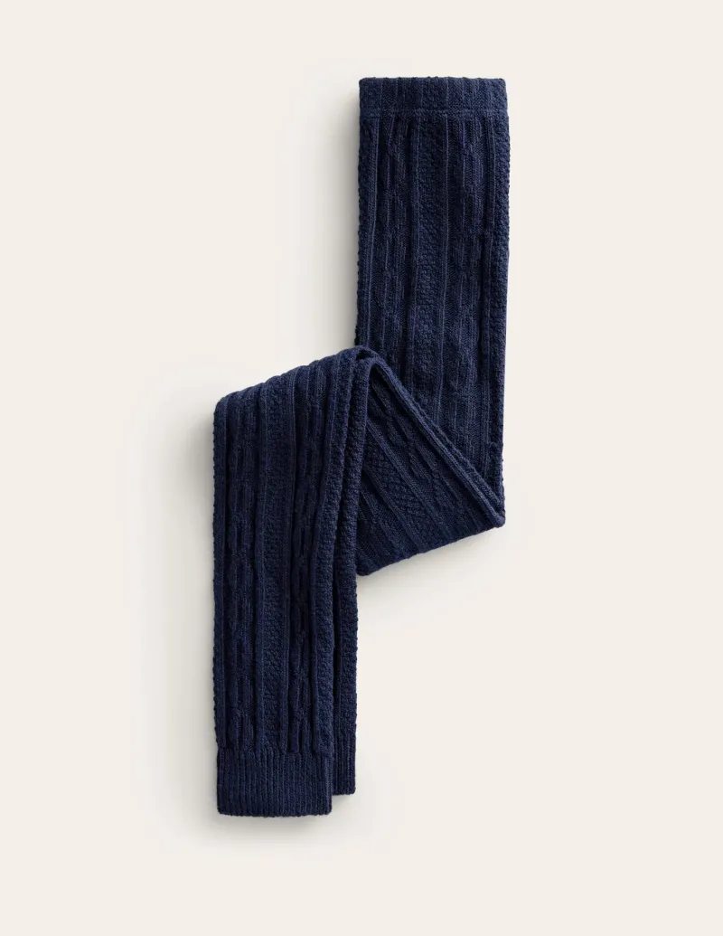 Socks & Tights-Boden Cable Footless Tights-College Navy CollegeNavy
