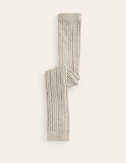 Socks & Tights-Boden Cable Footless Tights-Oatmeal Marl OatmealMarl