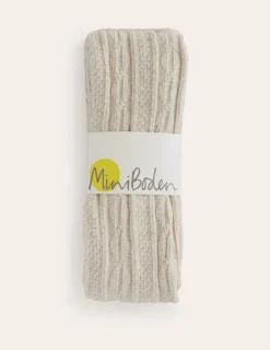 Socks & Tights-Boden Cable Footless Tights-Oatmeal Marl OatmealMarl