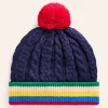 Accessories-Boden Cable Knitted Beanie-College Navy CollegeNavy