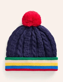 Accessories-Boden Cable Knitted Beanie-College Navy CollegeNavy