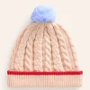 Accessories-Boden Cable Knitted Beanie-Ecru Marl EcruMarl