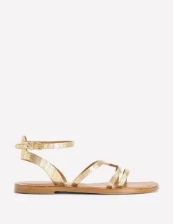 Flats | Sandals-Boden Casual Flat Sandal-Gold Woven Leather GoldWovenLeather