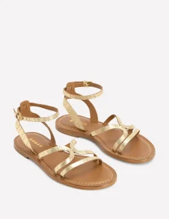 Flats | Sandals-Boden Casual Flat Sandal-Gold Woven Leather GoldWovenLeather