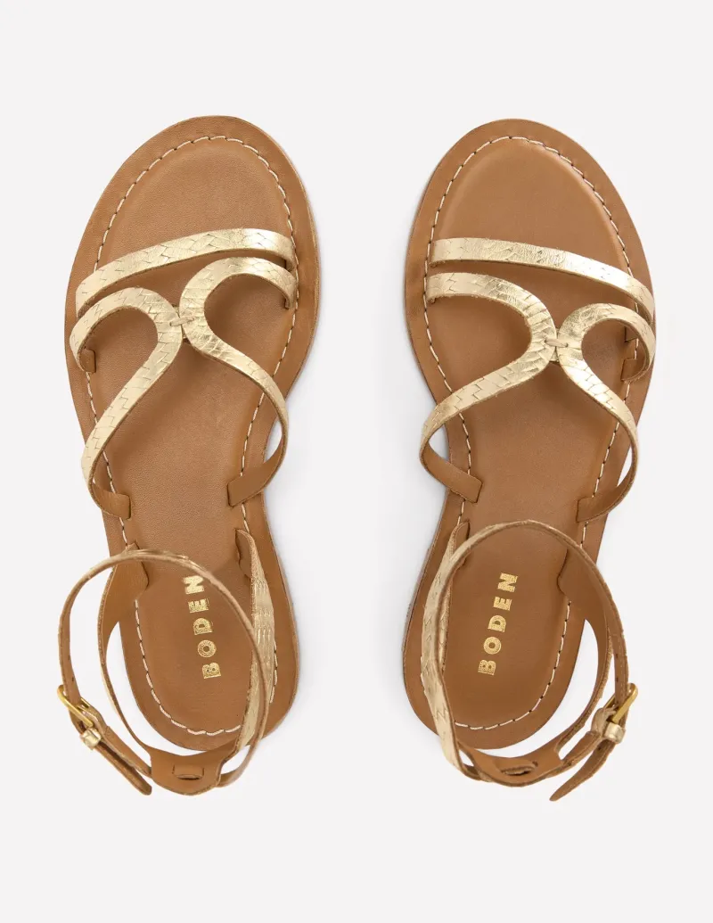 Flats | Sandals-Boden Casual Flat Sandal-Gold Woven Leather GoldWovenLeather