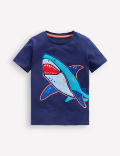 Tops, T-Shirts & Polos-Boden Chain Stitch T-Shirt-Medieval blue Shark MedievalblueShark