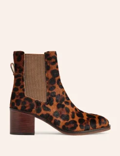 Boots | Heels-Boden Chelsea Block Heel Boots- Leopard
