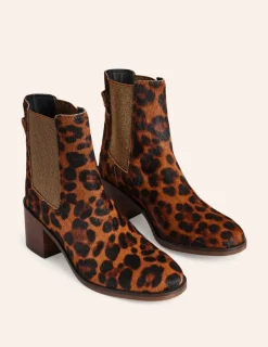 Boots | Heels-Boden Chelsea Block Heel Boots- Leopard