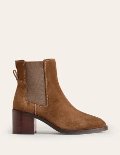 Boots | Heels-Boden Chelsea Block Heel Boots- Tan