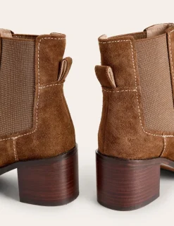 Boots | Heels-Boden Chelsea Block Heel Boots- Tan