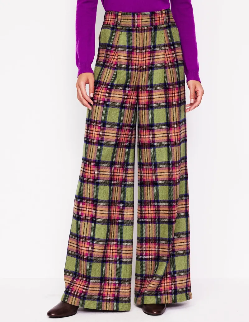 Pants-Boden Chiswick Wool Blend Pants-Green and Purple Check GreenandPurpleCheck