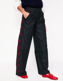Pants-Boden Chiswick Wool Blend Pants-Navy and Green Check NavyandGreenCheck