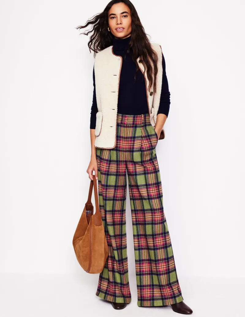 Pants-Boden Chiswick Wool Blend Pants-Green and Purple Check GreenandPurpleCheck