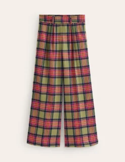 Pants-Boden Chiswick Wool Blend Pants-Green and Purple Check GreenandPurpleCheck