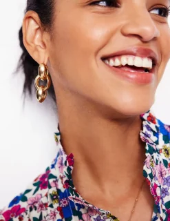 Jewelry-Boden Chunky Chain-Link Earrings- Gold