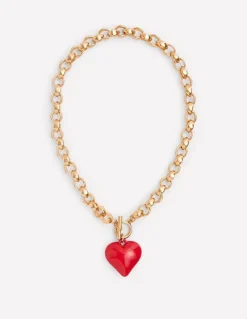 Jewelry-Boden Chunky Heart Necklace-High Risk Red HighRiskRed