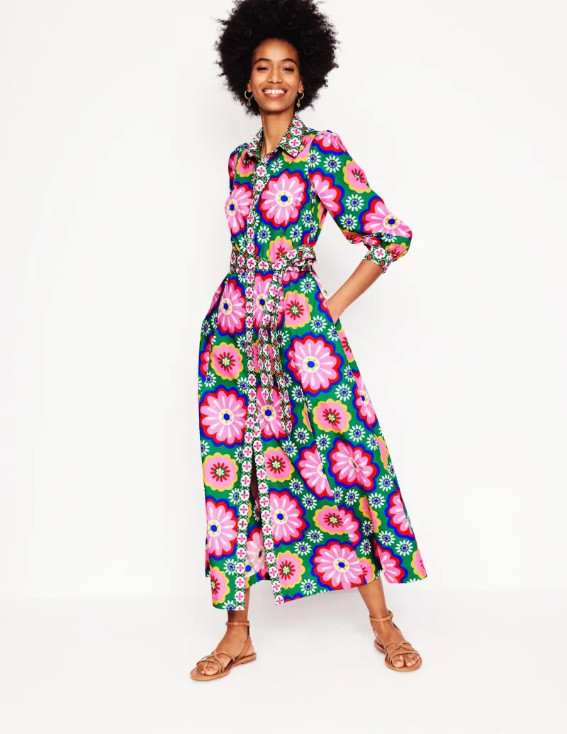 Dresses & Jumpsuits | Petite Dresses-Boden Clara Cotton Shirt Dress-Multi, Flower Tile Multi,FlowerTile