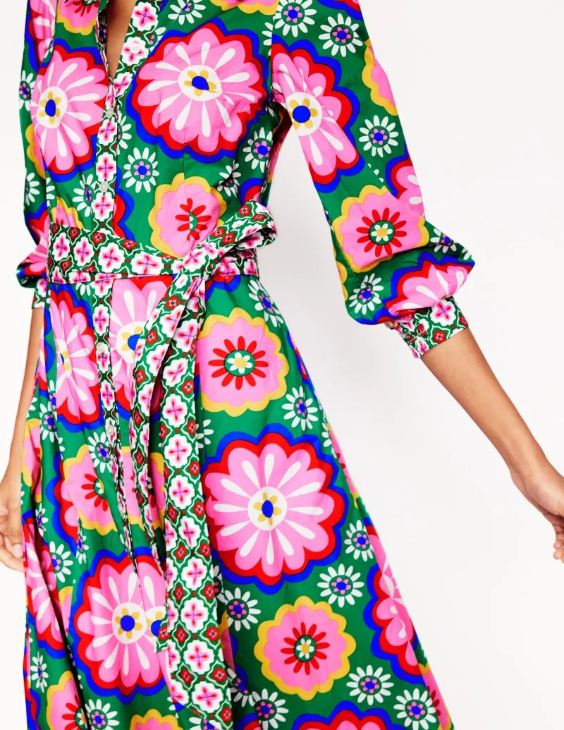 Dresses & Jumpsuits | Petite Dresses-Boden Clara Cotton Shirt Dress-Multi, Flower Tile Multi,FlowerTile