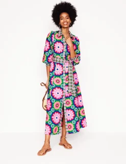 Dresses & Jumpsuits | Petite Dresses-Boden Clara Cotton Shirt Dress-Multi, Flower Tile Multi,FlowerTile