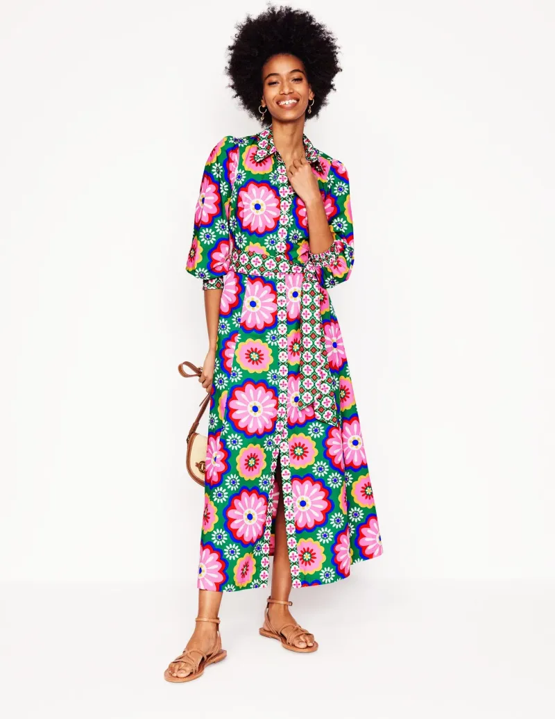 Dresses & Jumpsuits | Petite Dresses-Boden Clara Cotton Shirt Dress-Multi, Flower Tile Multi,FlowerTile