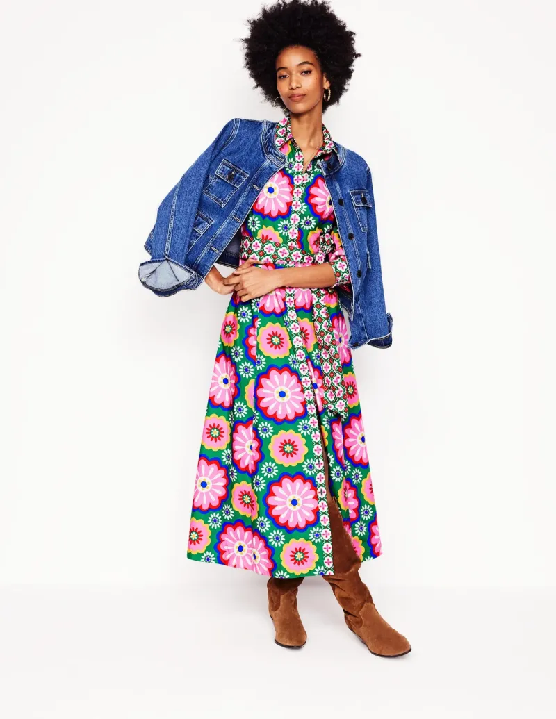 Dresses & Jumpsuits | Petite Dresses-Boden Clara Cotton Shirt Dress-Multi, Flower Tile Multi,FlowerTile